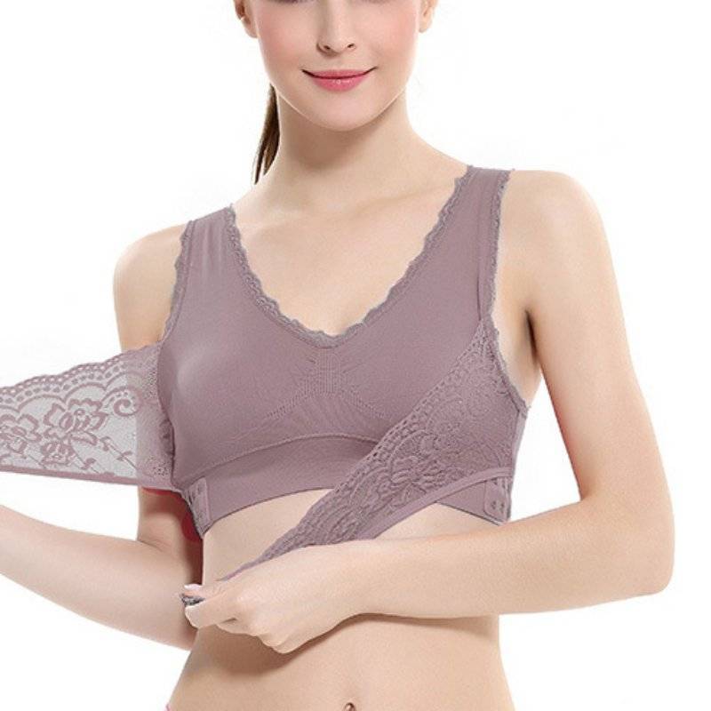 EFINNY Solid Color Sexy Lingerie Women Lace Cross Side Buckle Wireless Push Up Sports Underwear Breathable Sleep Bra