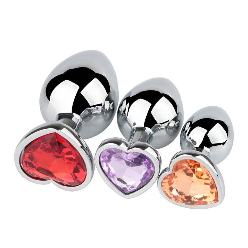 Heart Metal Anal Plug Sex Toys Stainless Smooth Steel Butt Plug Tail Crystal For Women/Man Anal Dildo