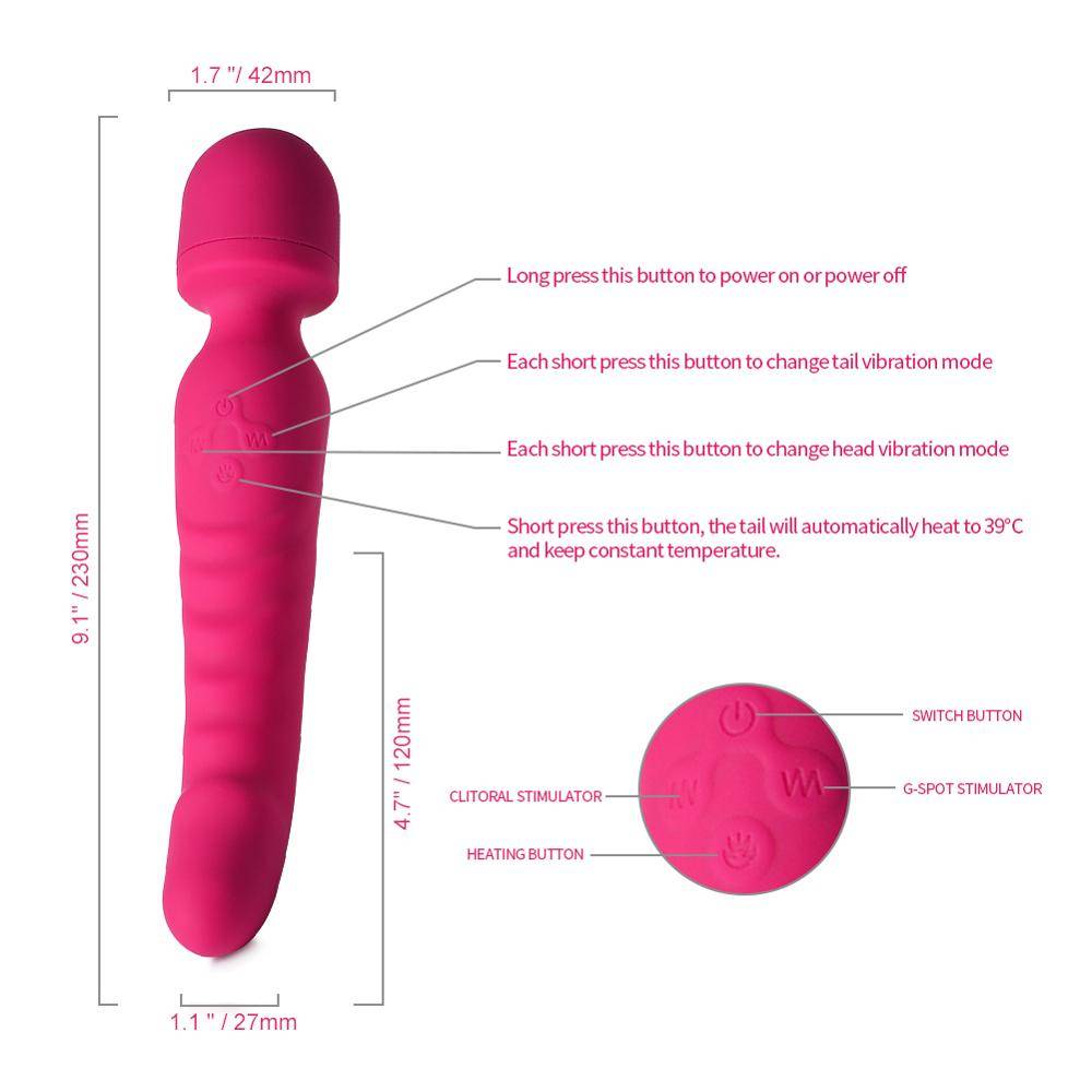 Heating Vibrator Av Wand Massager Vibrator Waterproof Soft Dildo Vibrator G Spot Clitoris Stimulator Adult Sex Toys for Woman