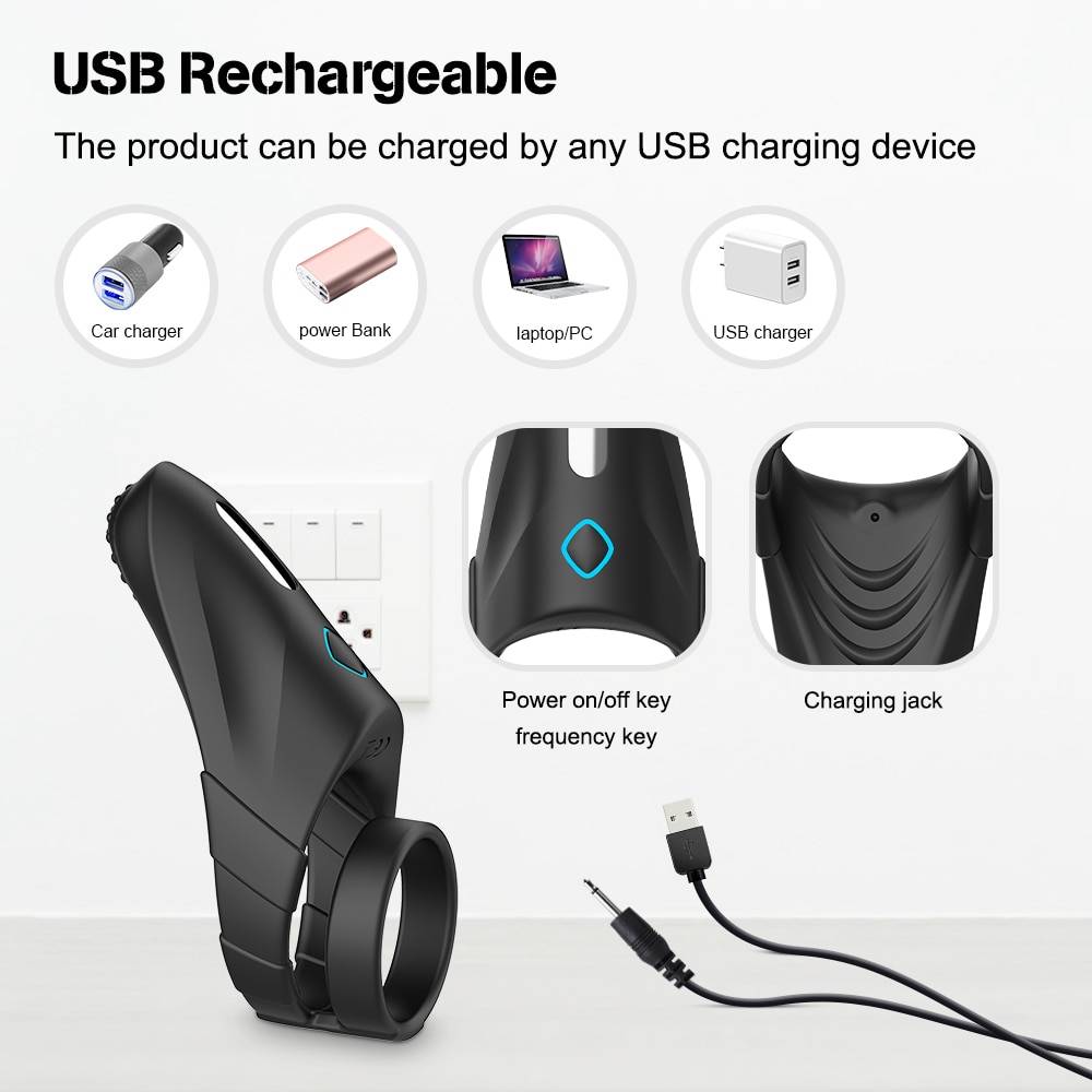 USB Rechargeable Vibrator Male Penis Rings for Delay Ejaculation