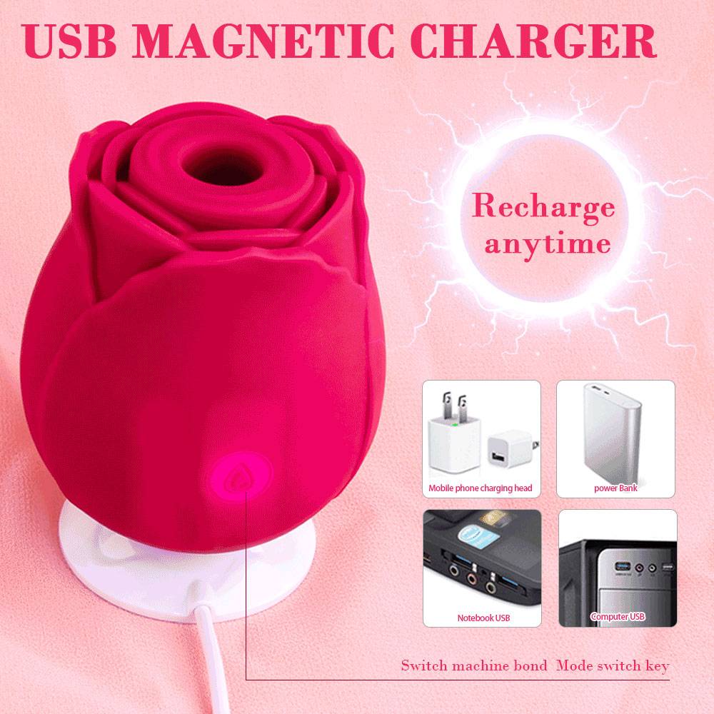 2 in 1 Licking & Sucking Rose Petal USB Chargeable Vibrator for Women