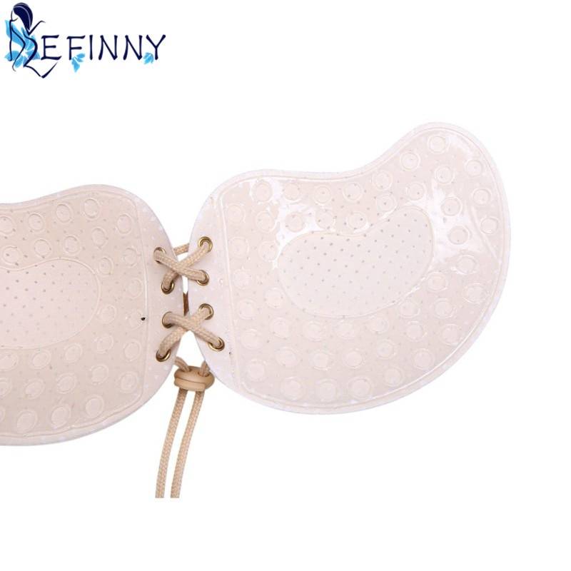 Backless Invisible Fly Lace-up Adhesive Stick On Gel Push Up Bra