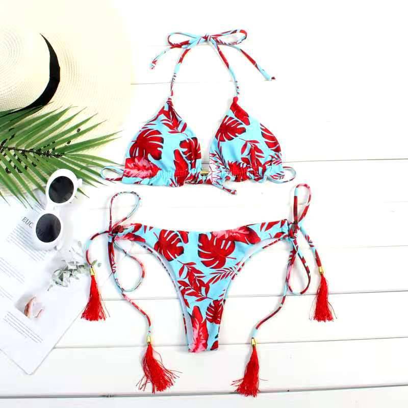 Halter Neck Swimsuit Bikini Beachwear Set for Women