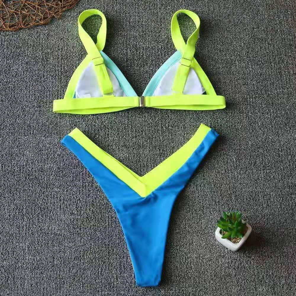 Triangle Split Multicolor Swimwear for Women Bikini Small to XL