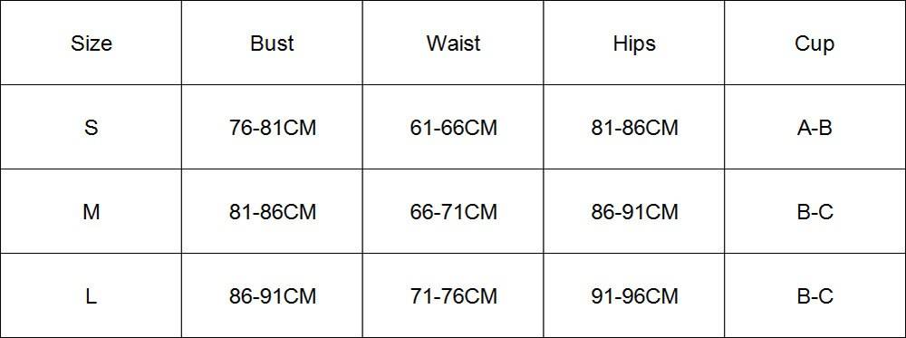 Triangle Split Multicolor Swimwear Set for Women Size Guide