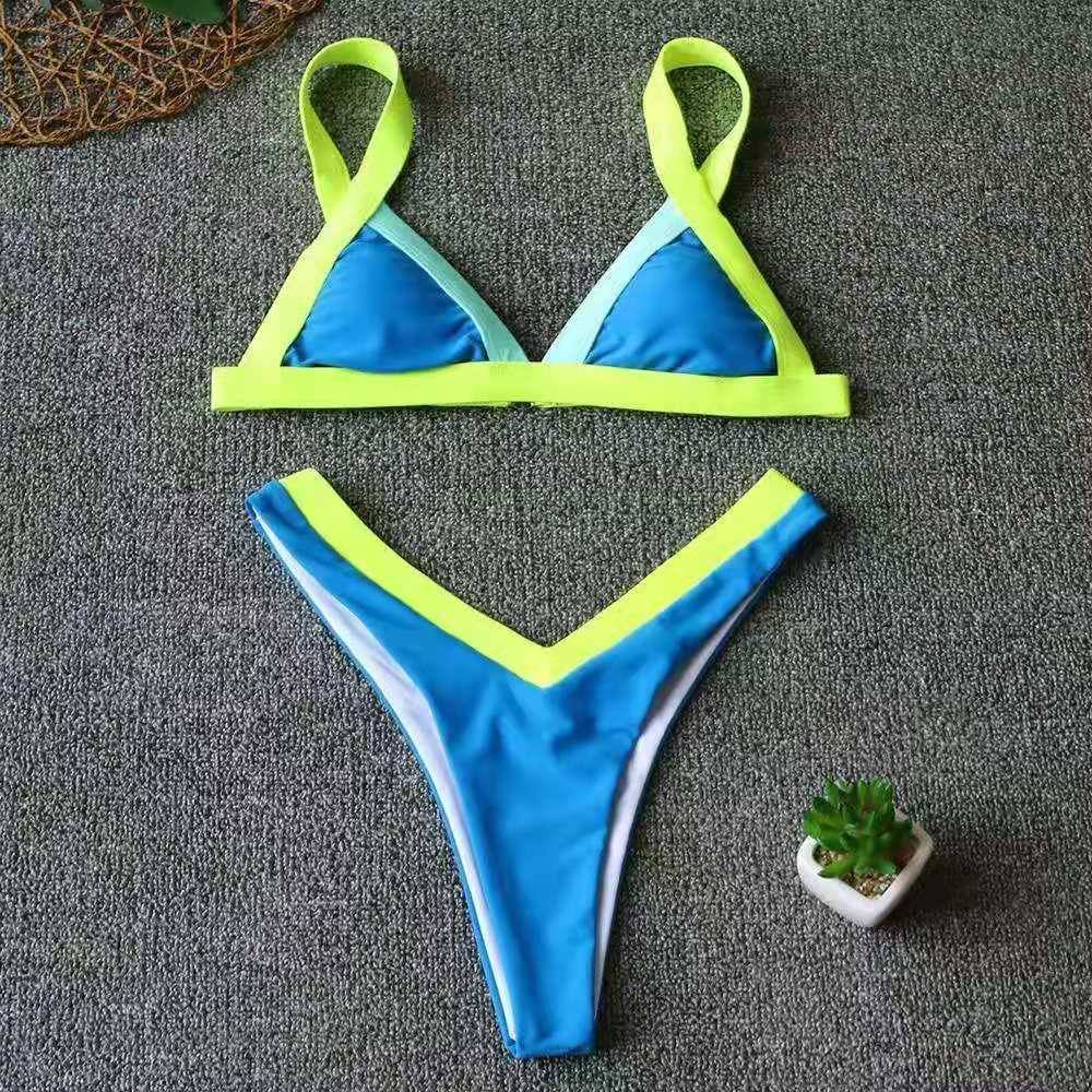 Triangle Split Multicolor Swimwear Set for Women