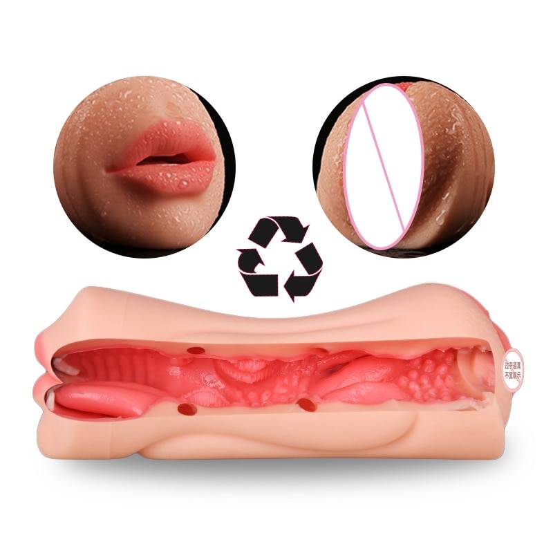 Vagina Artificial cup Tongue Vibrating Sex toys for Men