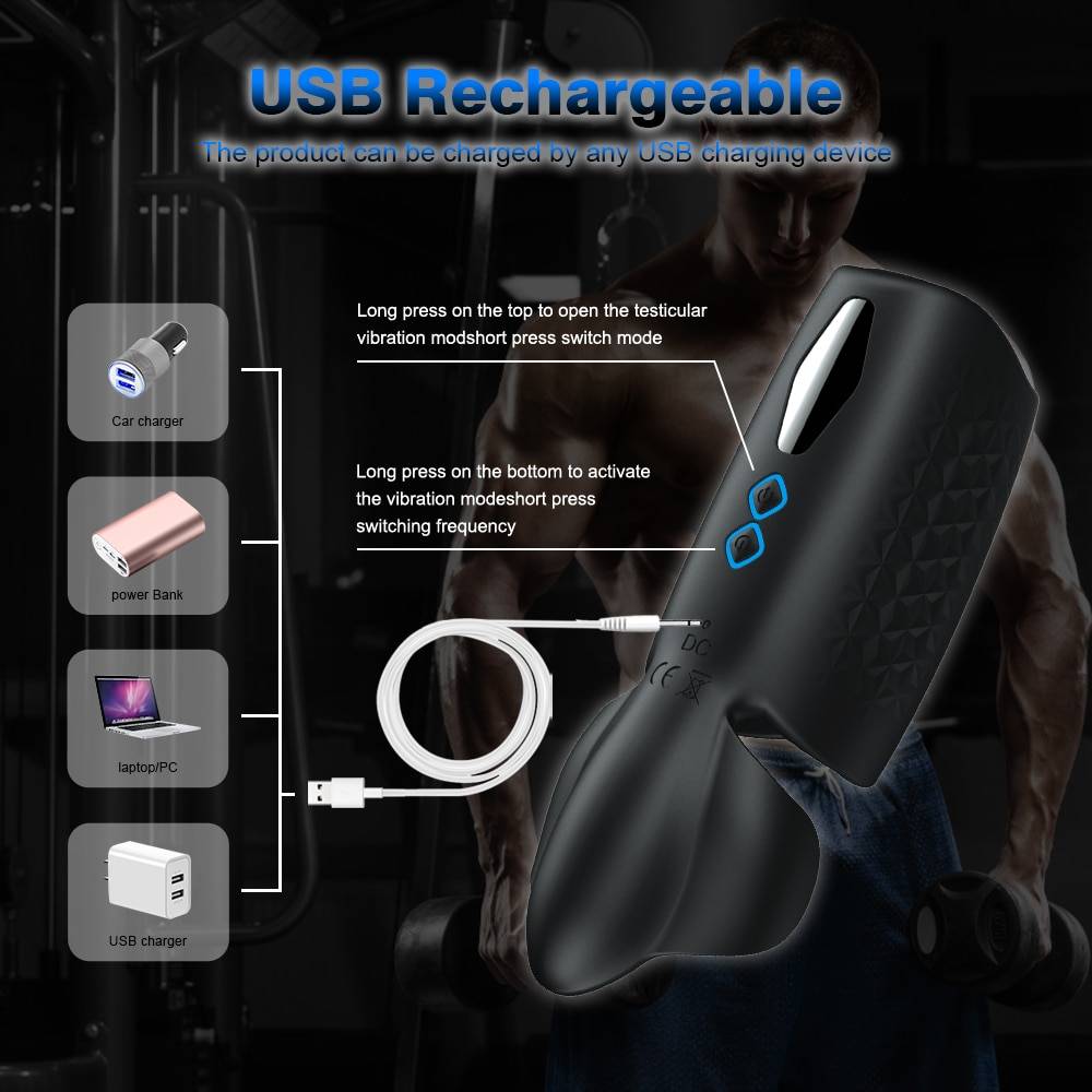 Powerful USB Rechargeable Vibrator Glans Massager Penis Stimulation