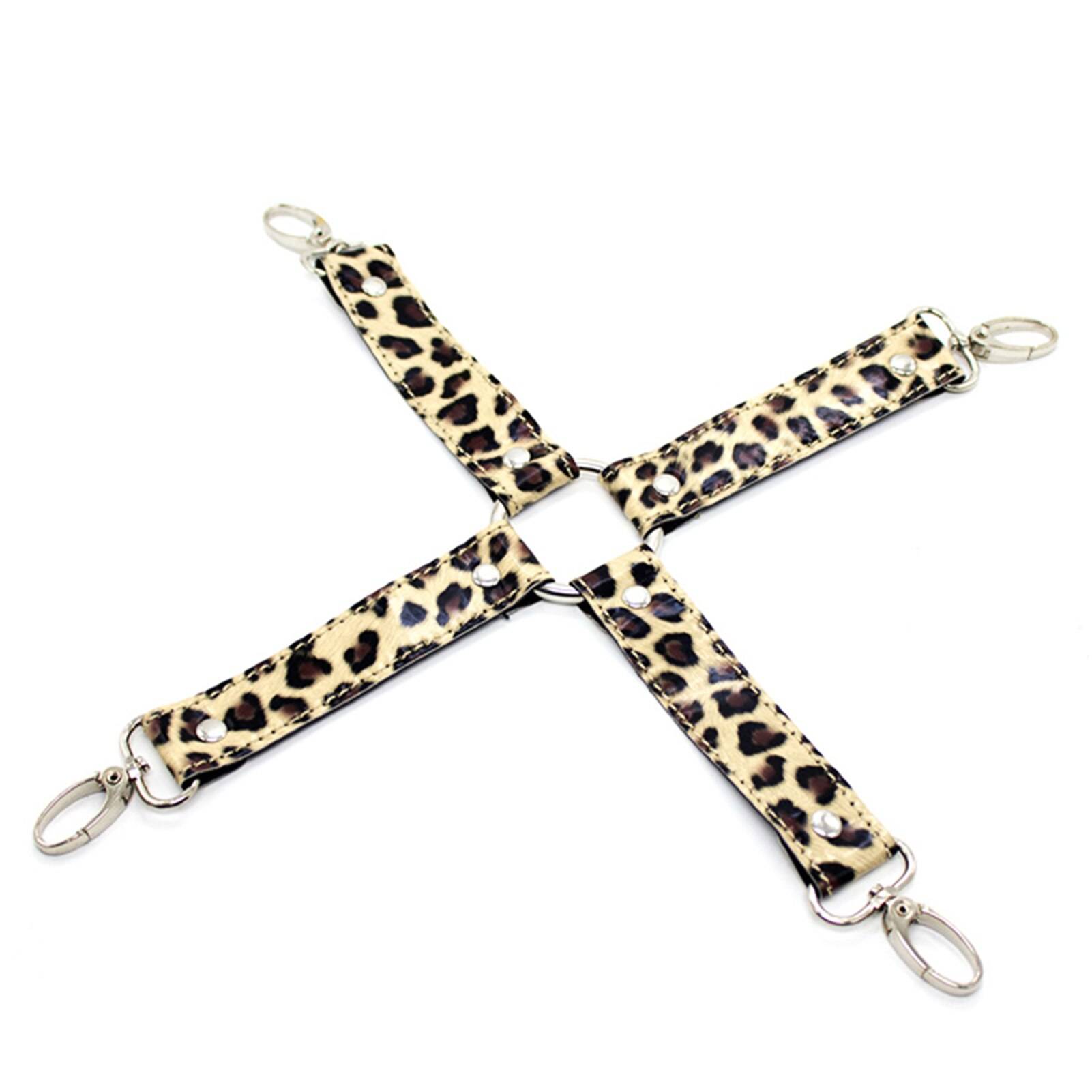 Leopard Print Glittery Leather BDSM Sex Bondage Set