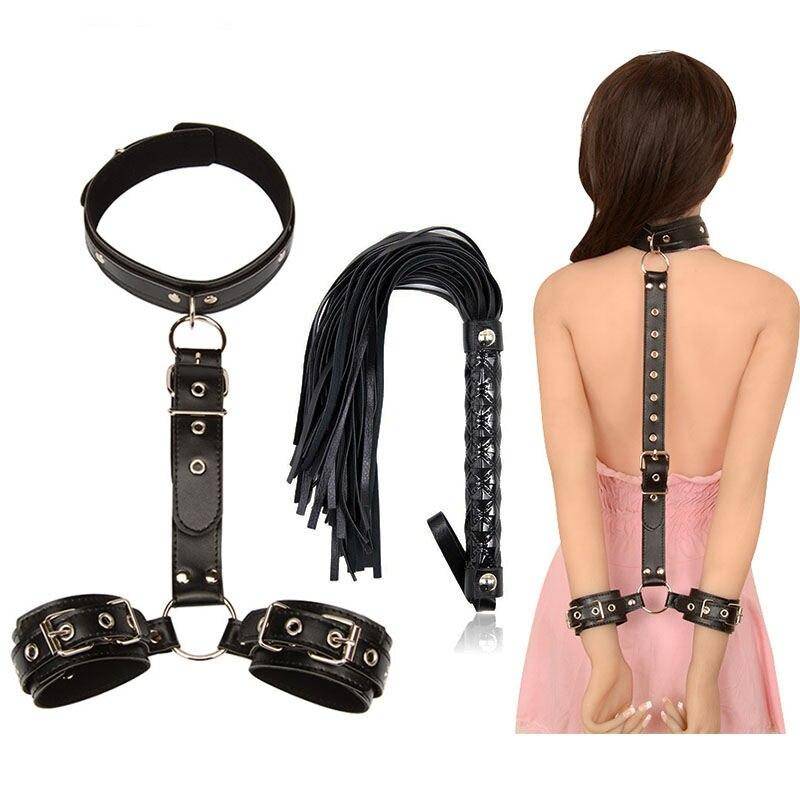 Handcuffs Neck Collar & Whip Sex Toys Accessories For Couples