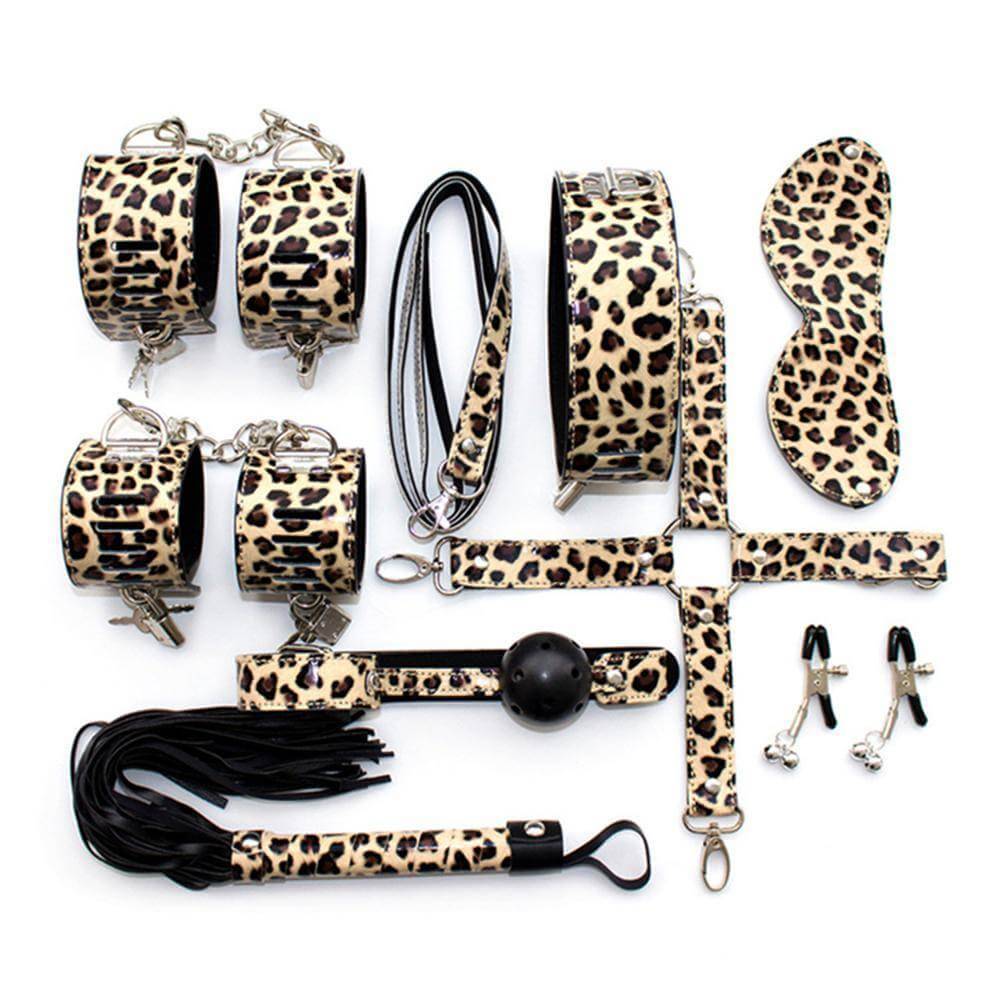 Leopard Print Leather Sex Toys & Accessories Set for Women