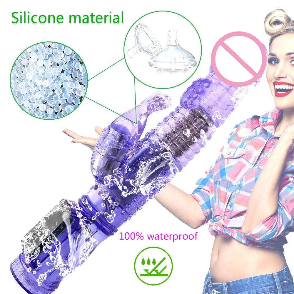 Dual Motor 12 Speeds Dildo Rabbit Waterproof Vibrator
