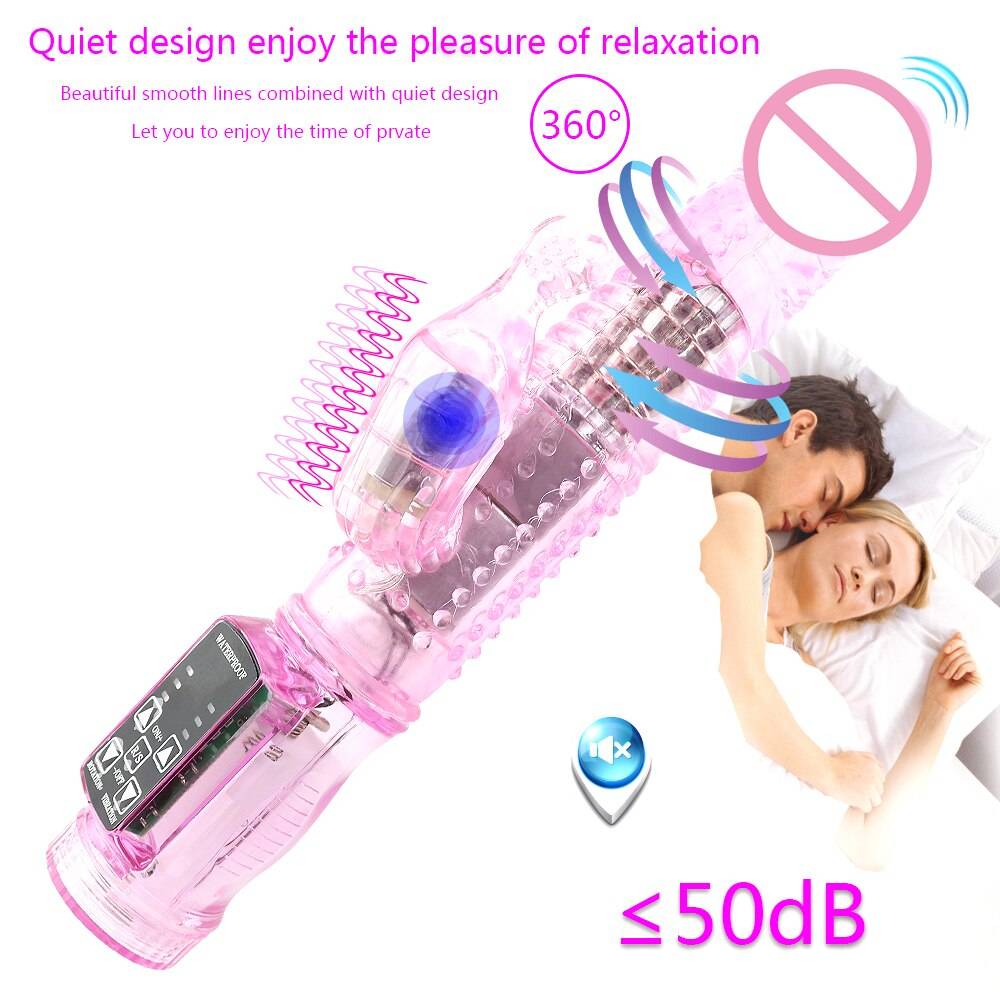 Dual Motor Dildo Rabbit Vibrator 12 Speeds Vibration Rotation Sex Toy for Women G Spot Massager Clitoris Stimulator Sex