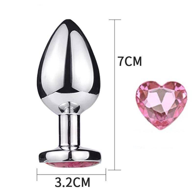 Heart Metal Anal Plug Sex Toys Stainless Smooth Steel Butt Plug Tail Crystal For Women/Man Anal Dildo