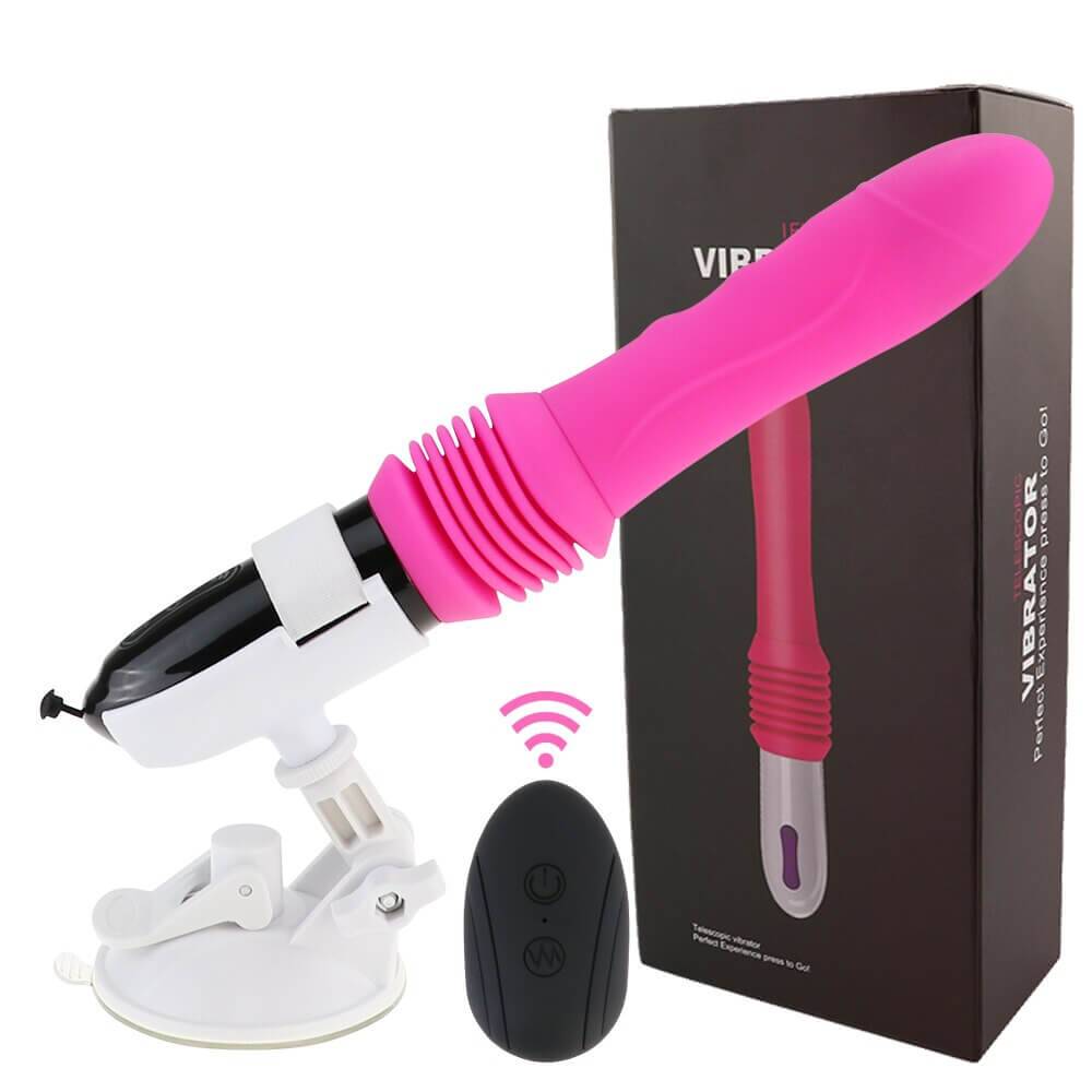 Automatic G spot Dildo Vibrator for Hands-Free Sex Fun Rose red with Control and Box