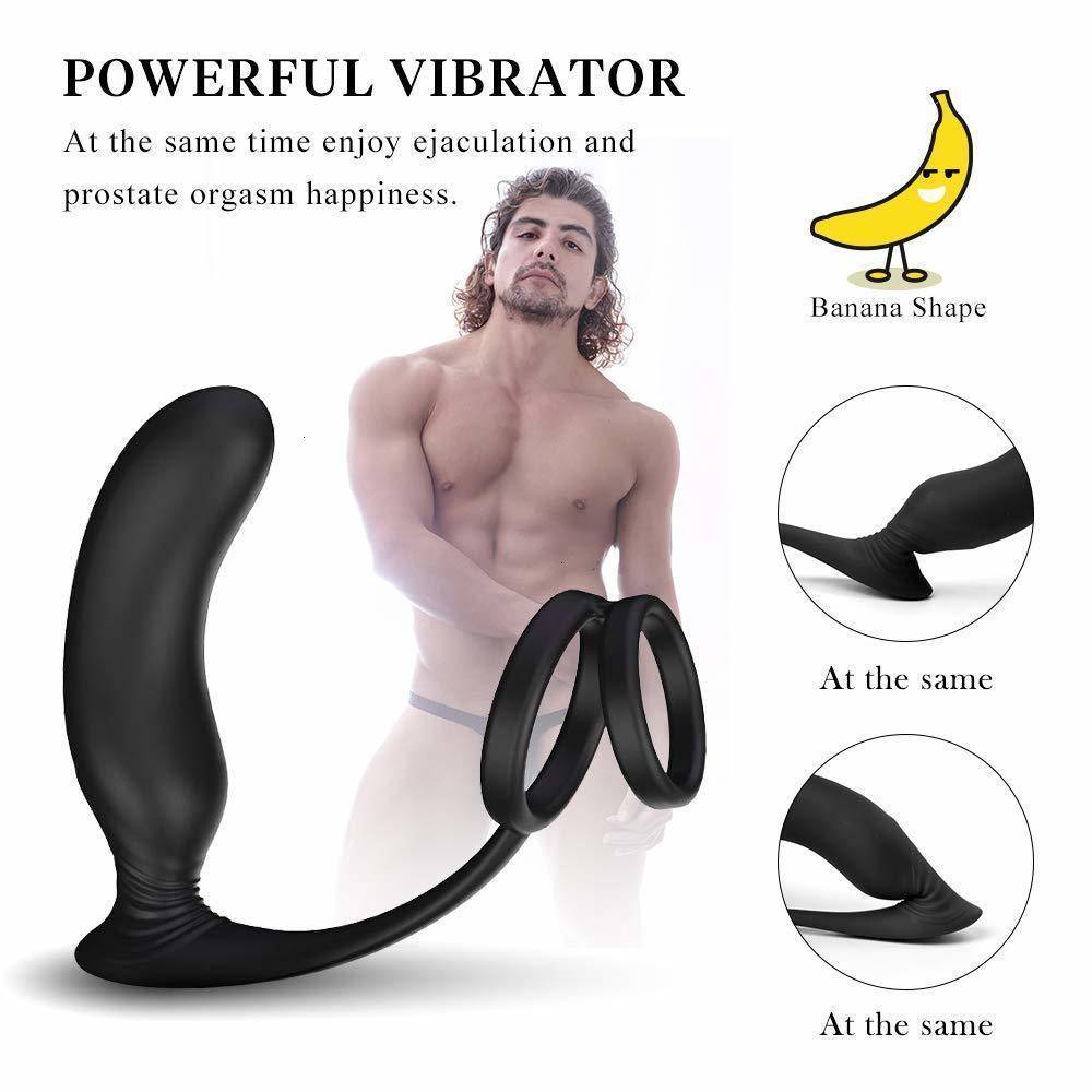 9 Vibration Mode Vibrator With Penis Ring for Gay Anal Sex Toy
