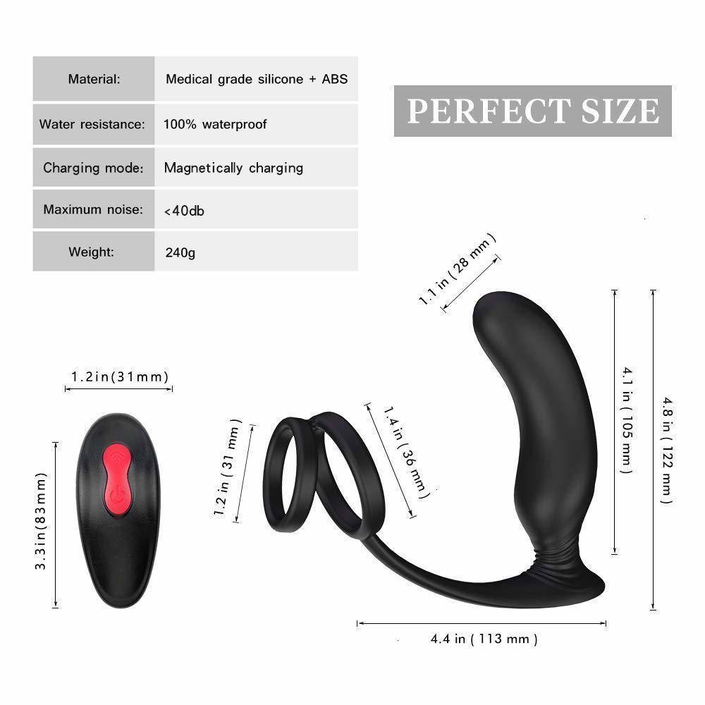 9 Vibration Mode Vibrator With Penis Ring for Gay Anal Sex Toy