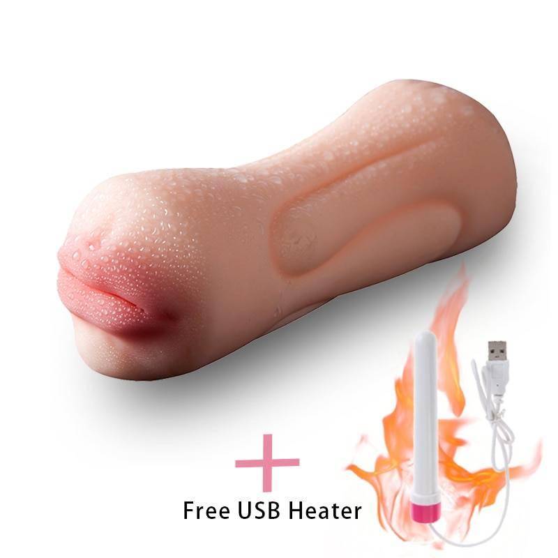 Realistic Mouth Oral & Vagina Sex Toys for Men Masturbator Large with USB heater
