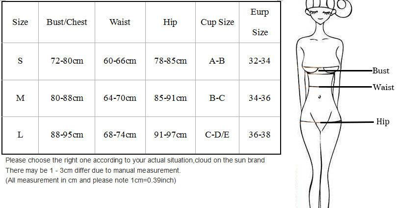 Brazilian Bikini Pink Patchwork Swimsuit Size Guide
