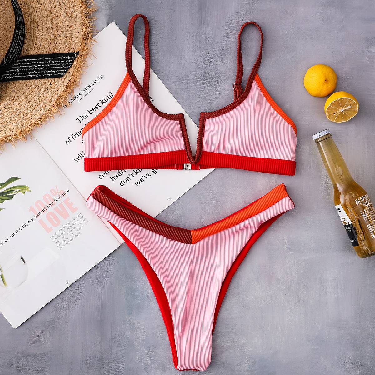 Brazilian Bikini Pink Bathing Suit Underwire