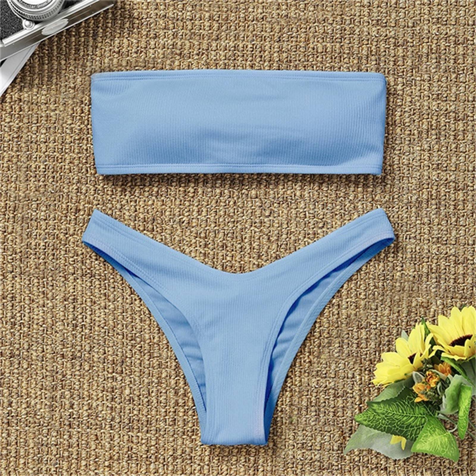 Sexy Bikini Set Female Swimwear Blue