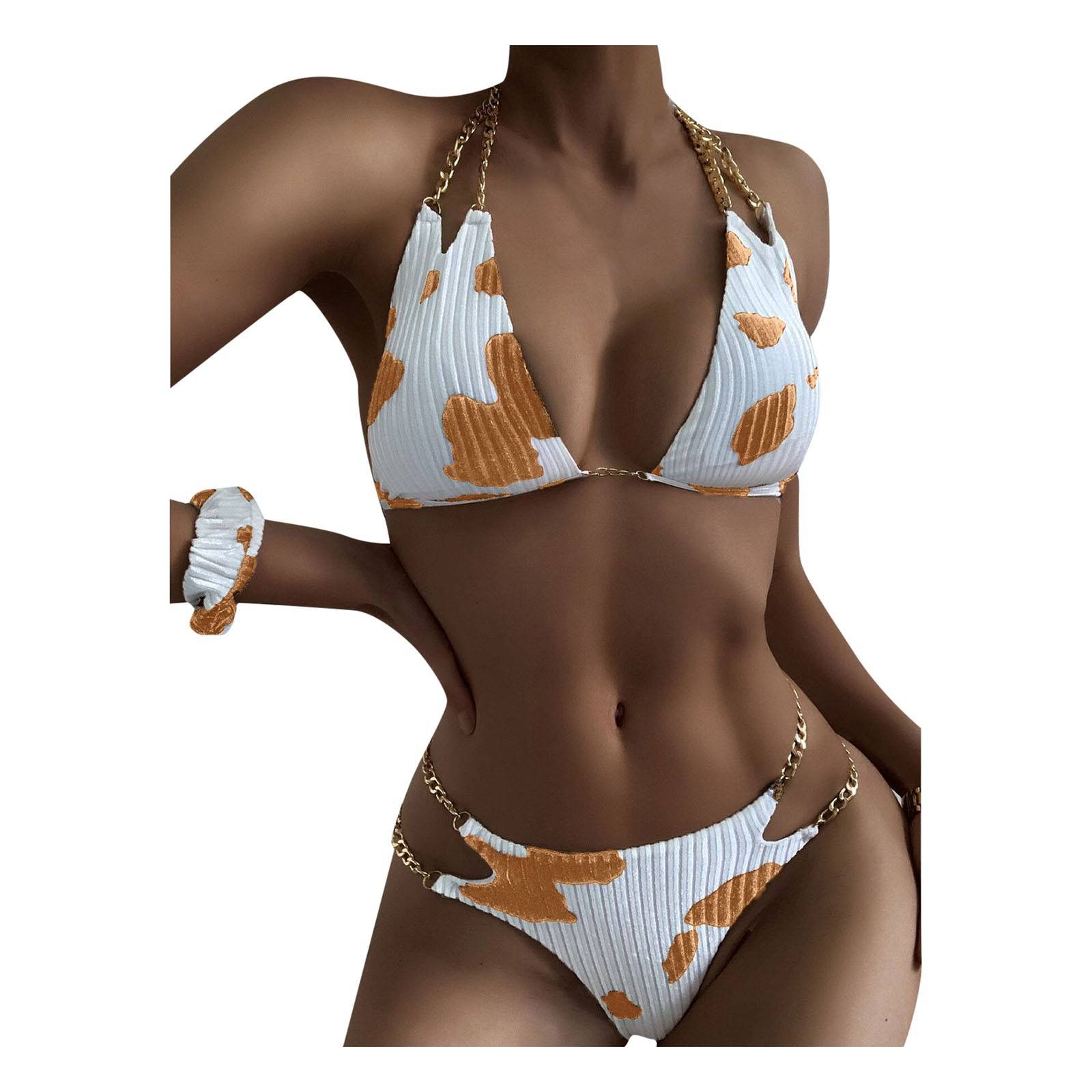 Women Floral Cows Print Bikini Set Push-Up Swimsuit Beachwear Padded Swimwear 2021 new swimming shorts Beach Wear Biquini
