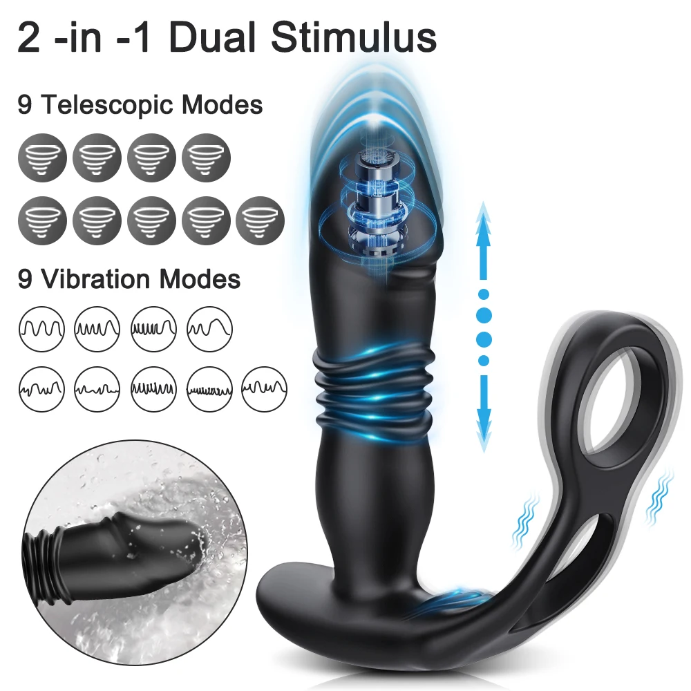 Male Thrusting Prostate Massager Bluetooth APP Vibrator for Men Gay Anal Plug Wireless Remote Butt Plug Sex Toy for Couples