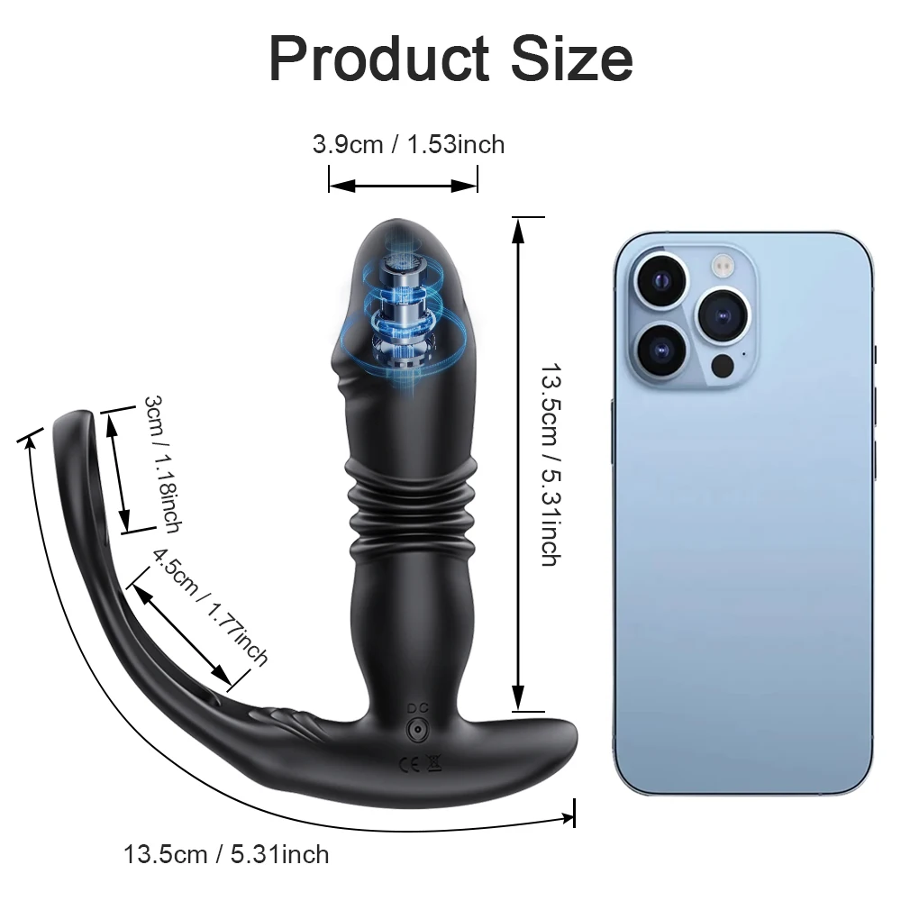 Male Thrusting Prostate Massager Bluetooth APP Vibrator for Men Gay Anal Plug Wireless Remote Butt Plug Sex Toy for Couples